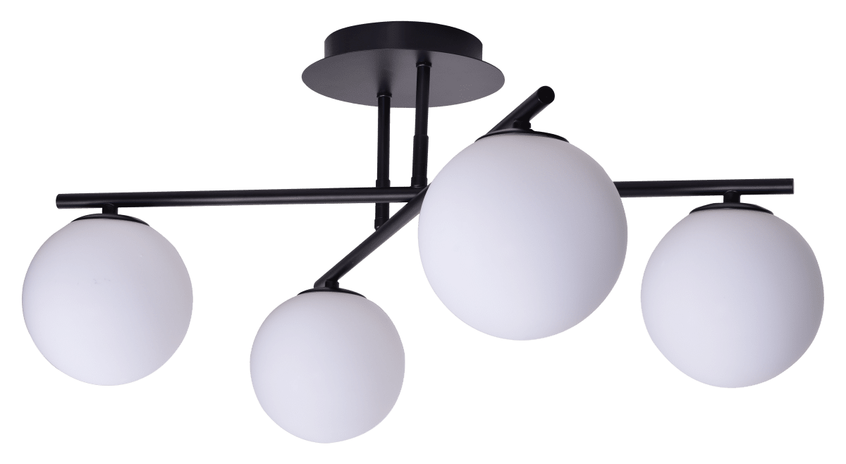 Globi 4 Ø65 Zwart-wit plafondlamp Van Nordic Lighting - Globi 4 is een moderne plafondlamp die een stijlvolle uitstraling en een zacht, aangenaam licht geeft.