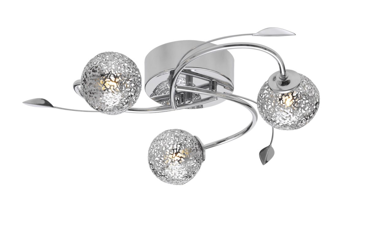 Etsy Ø46 Chroom plafondlamp Van Cottex - De drie ronde kappen van opengewerkt metaal creëren een prachtig lichtpatroon wanneer de lamp brandt en vormen een blikvanger in de kamer.
