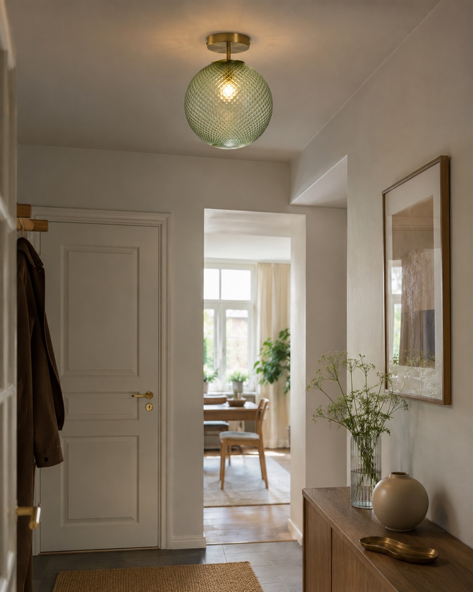 Korridor Ø25 Groente plafondlamp Van Lampan - Korridor past net zo goed in de hal en slaapkamer als in de woonkamer en is zelfs in de uitstand een decoratief element.