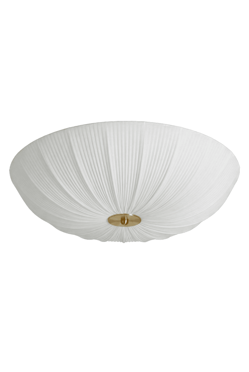 Lady Ø55 Wit plafondlamp Van Aneta Lighting - De combinatie van het lichte textiel en de messing details geeft de lamp een stijlvolle en tijdloze uitstraling.