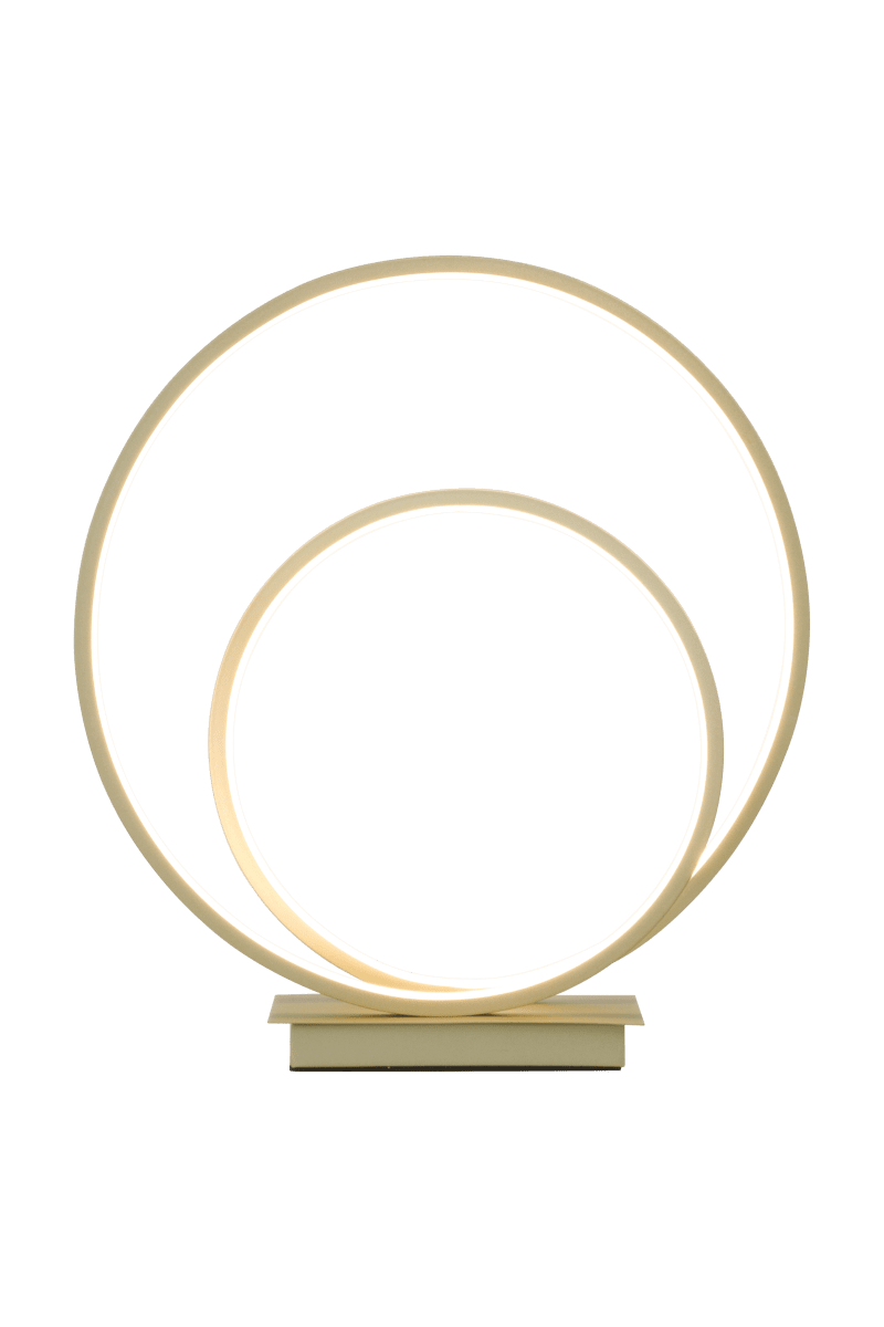 Loop 37cm Champagne tafellamp Van Aneta Lighting - Geïntegreerde 14W LED die dimbaar is met een 3-staps dimmer op de lampvoet.