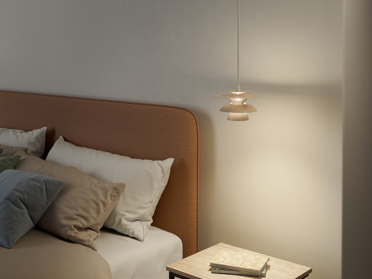 Picasso Ø18 Noga hanglamp Van Belid - De hanglamp heeft sobere, lichte kleuren die goed te combineren zijn met een klassiek Scandinavisch interieur.