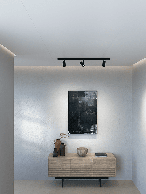 Tyson Set Zwarte textuur Van Belid - Dit product past met zijn stijlvolle design perfect in elk huis en is voorzien van GU10-fittingen, 3x10W vermogen en een dimfunctie.