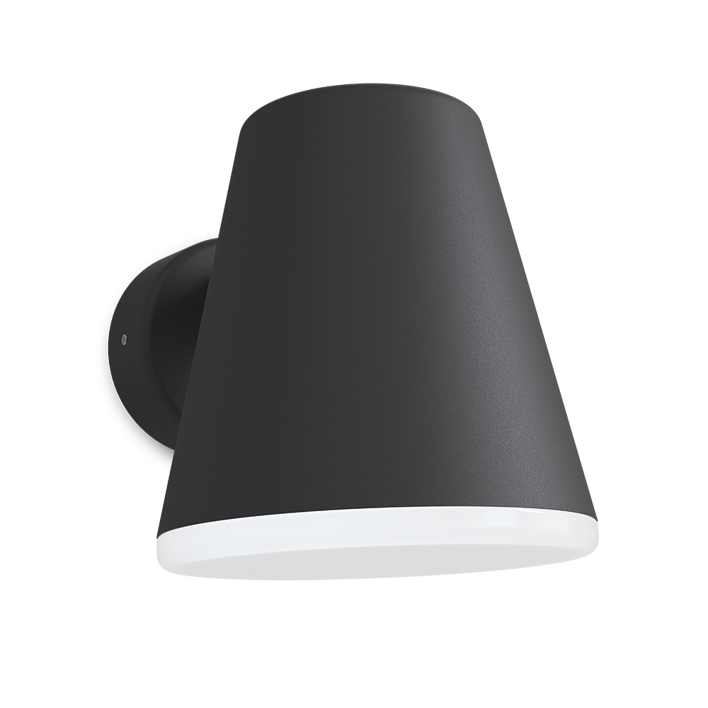 Mist Zwarte textuur buitenlamp Van Belid - Grond&eacute; with Mist is gebaseerd op een eenvoudige conische tint die streeft naar eenvoud.