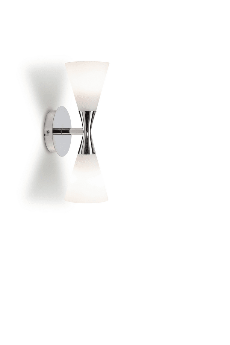 Harlekin duo Chroom wandlamp Van Herstal - Harlekin Duo is een elegante en stijlvolle wandlamp.
