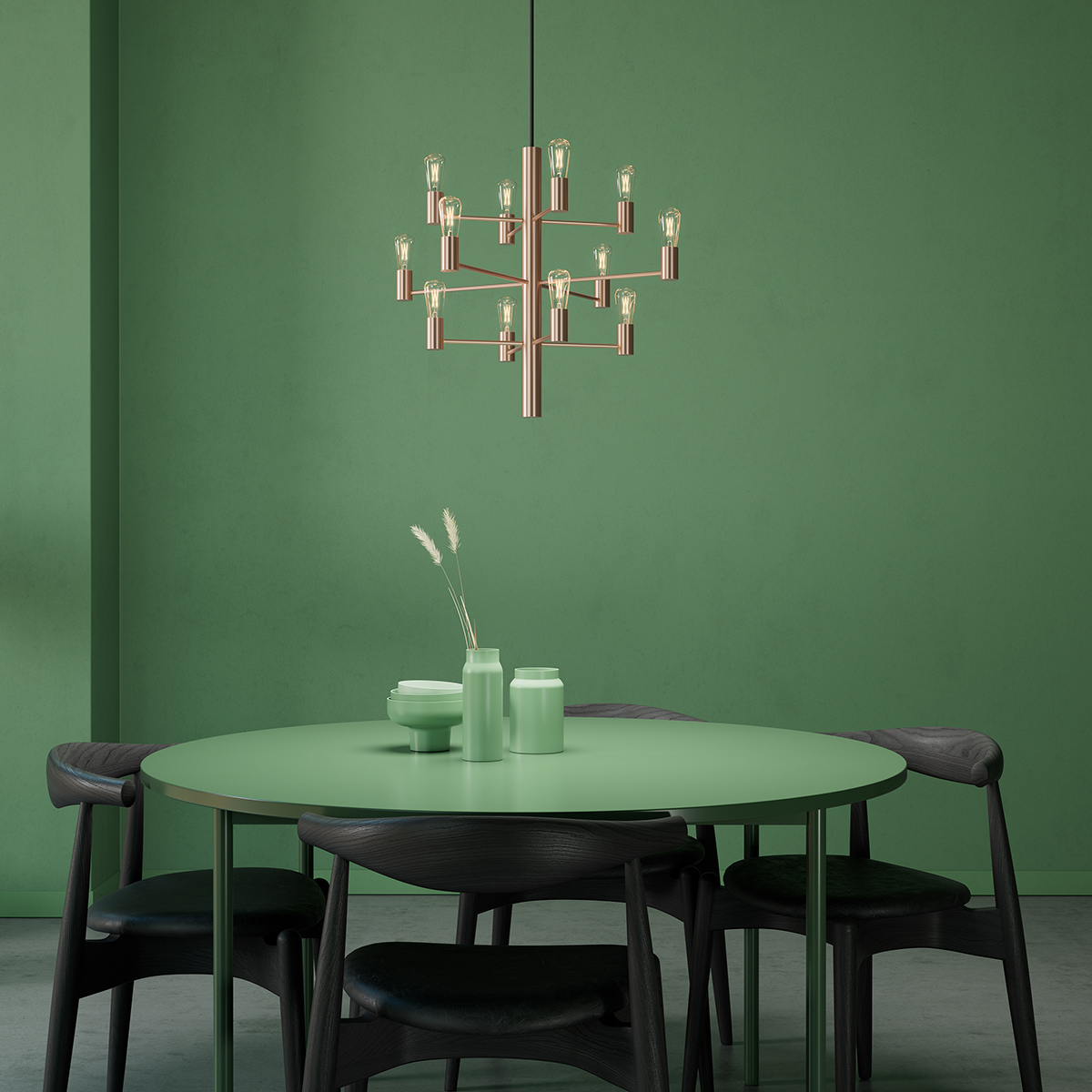 Manola 12 Ø60 Gouden rosé hanglamp Van Herstal - Manola is een elegante kroonluchter met 12 armen.