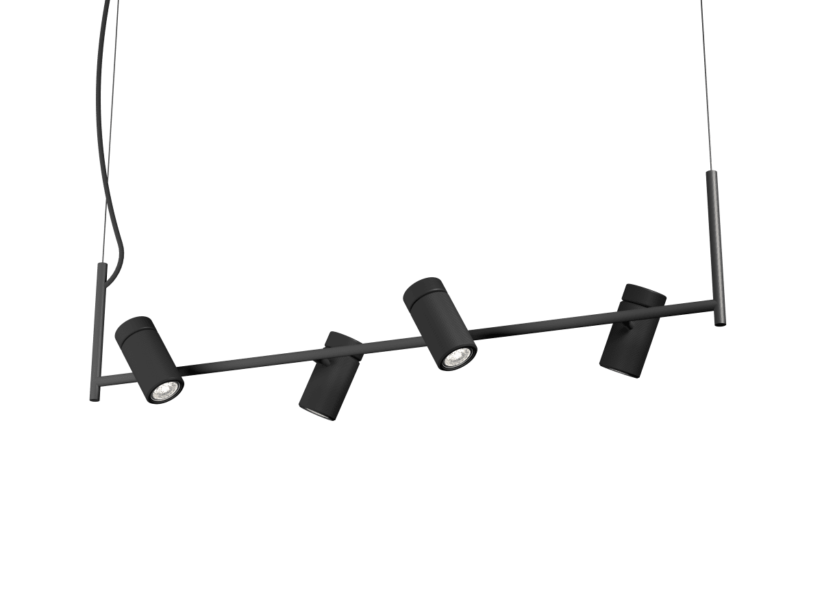 Holder 100cm Zwart hanglamp Van Herstal - De structuur van de materialen zorgt ervoor dat de lamp tot leven komt.