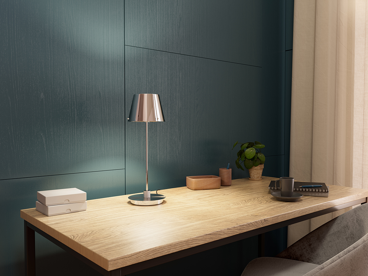 Gil il Grande 37cm Chroom tafellamp Van Herstal - De Gil il Grande tafellamp heeft een stijlvol en modern design en is volledig gemaakt van metaal met een elegante chroomafwerking.