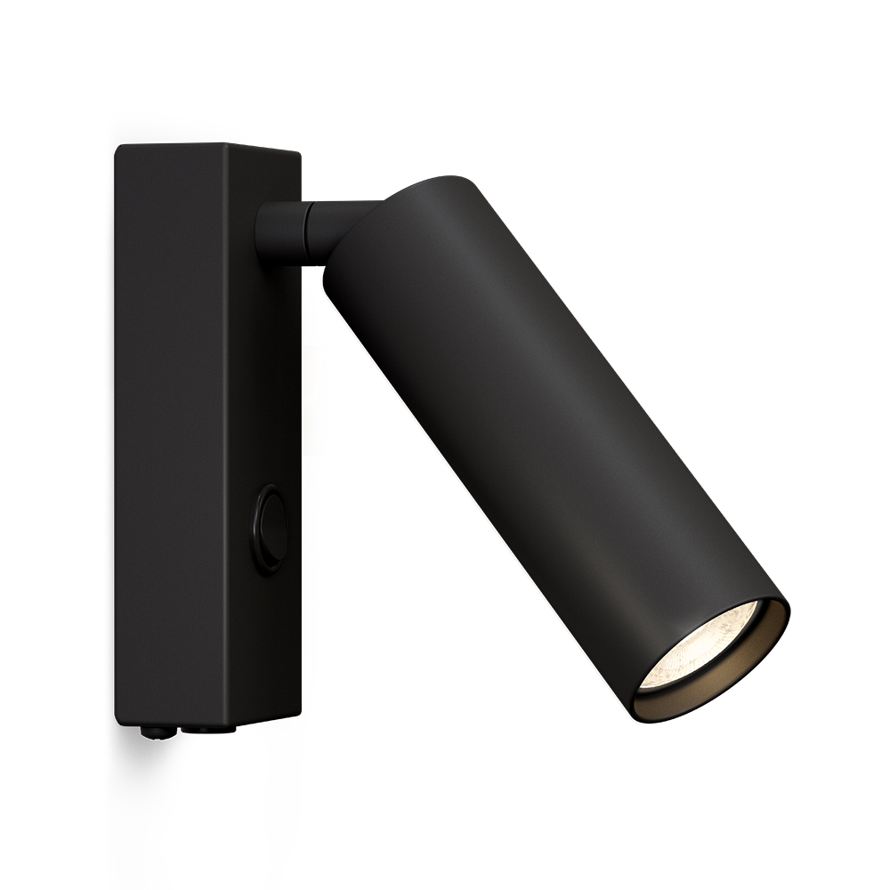 Pipeline Matzwart leeslamp Van Herstal - Met een hoogte van slechts 12,5 cm en een uitsteek van 15,6 cm vanaf de muur biedt deze elegante lamp de perfecte gerichte verlichting om bij te lezen of om een gezellige sfeer te creëren.