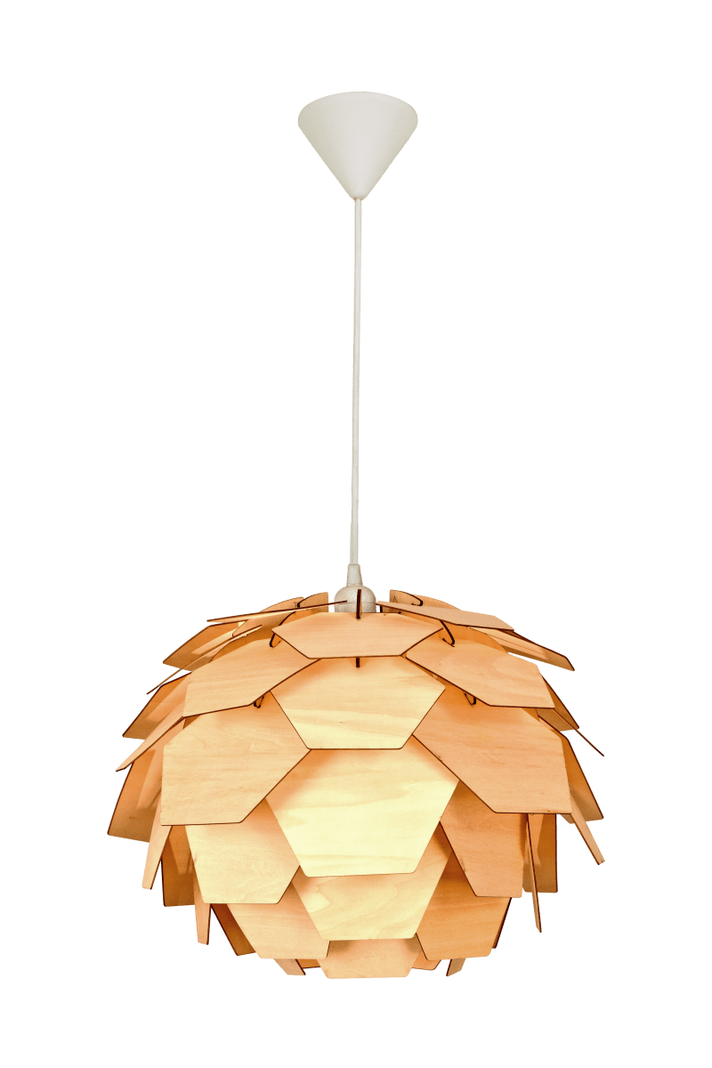 Carpatica Ø40 Natuur hanglamp Van Aneta Lighting - De plafondkap is gemaakt van wit kunststof en geschikt voor haakophanging.