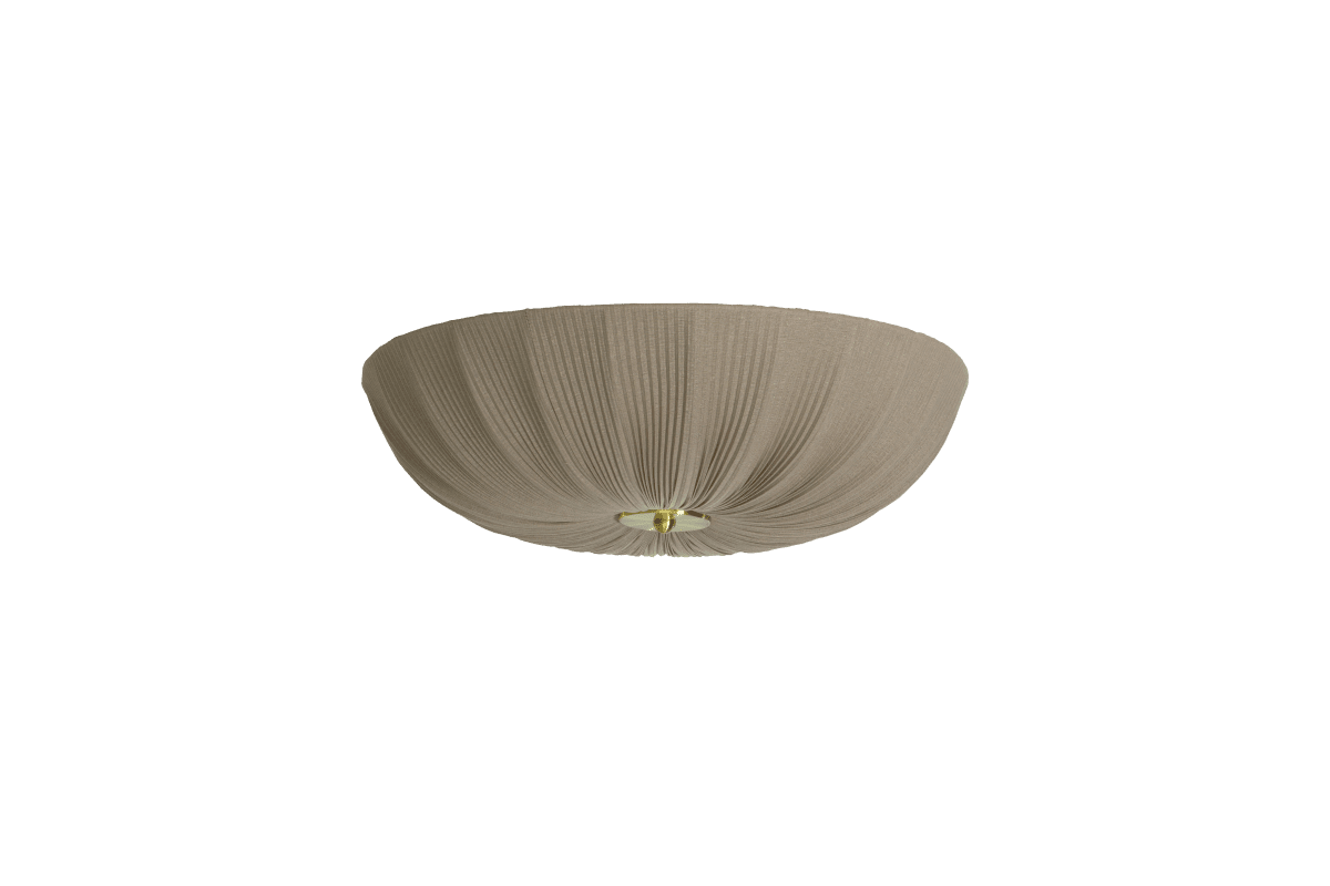 Lady Ø45 Grijs plafondlamp Van Aneta Lighting - De combinatie van het warme groene textiel en de messing details geeft de lamp een stijlvolle en tijdloze uitstraling.