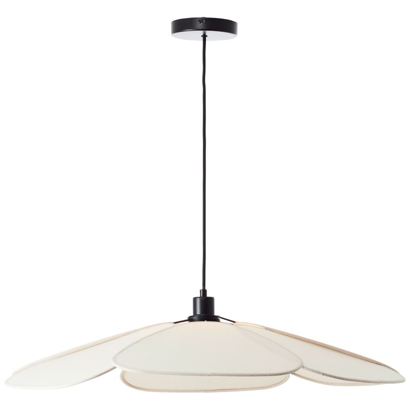 Capucine Ø77 Beige hanglamp Van Brilliant - De beige lampenkap verspreidt een warm en uitnodigend licht, terwijl de zwarte kabelophanging een stijlvol contrast en een stabiele uitstraling geeft.