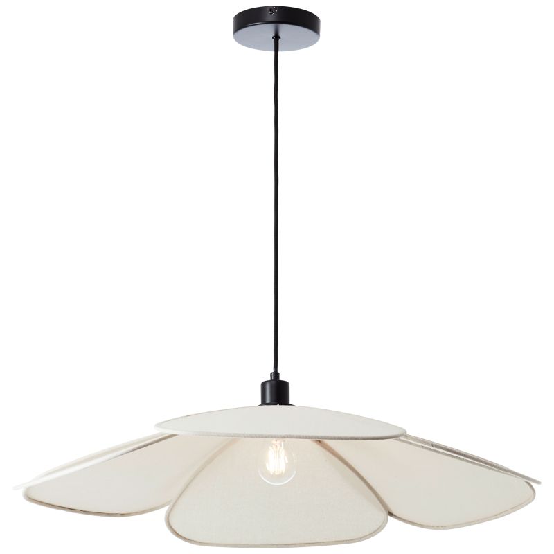 Capucine Ø77 Beige hanglamp Van Brilliant - De beige lampenkap verspreidt een warm en uitnodigend licht, terwijl de zwarte kabelophanging een stijlvol contrast en een stabiele uitstraling geeft.