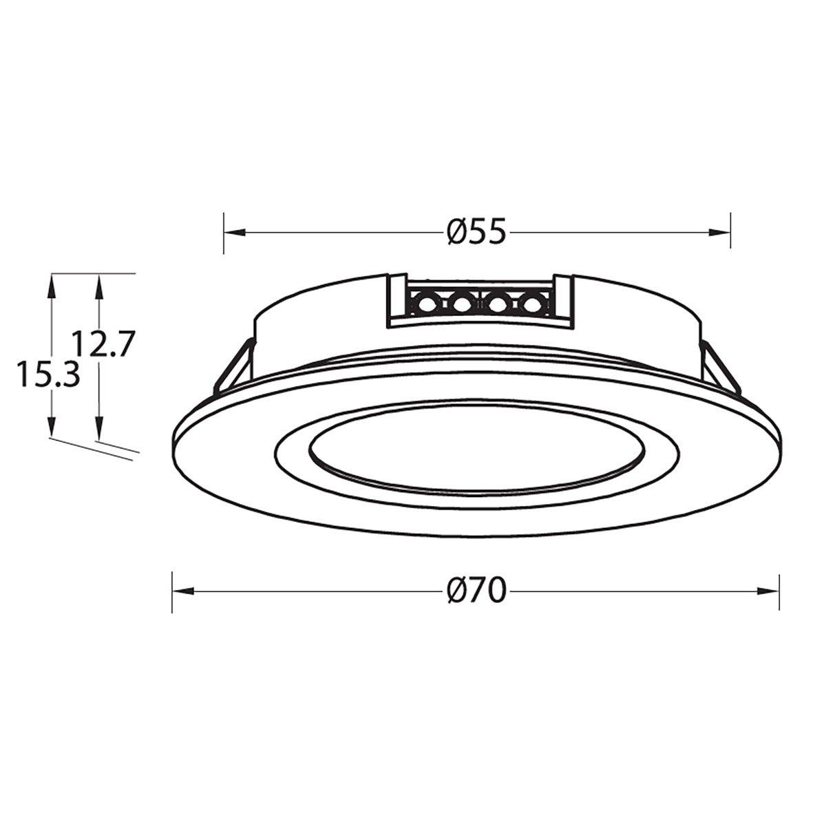 Q-36 Downlight 3000K Wit Van Designlight - Met een gatdiameter van 55 mm, een inbouwdiepte van 13 mm en een diameter van 70 mm is deze geschikt voor de vervanging van de meeste vergelijkbare armaturen.