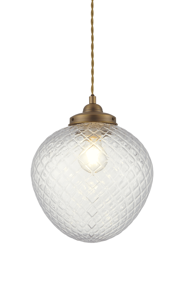 Gatsby Ø25 Antiek messing hanglamp Van Aneta Lighting - De Gatsby plafondlamp heeft een klassieke en elegante uitstraling met details in antiek messing en een decoratieve kap van helder, zwart glas.