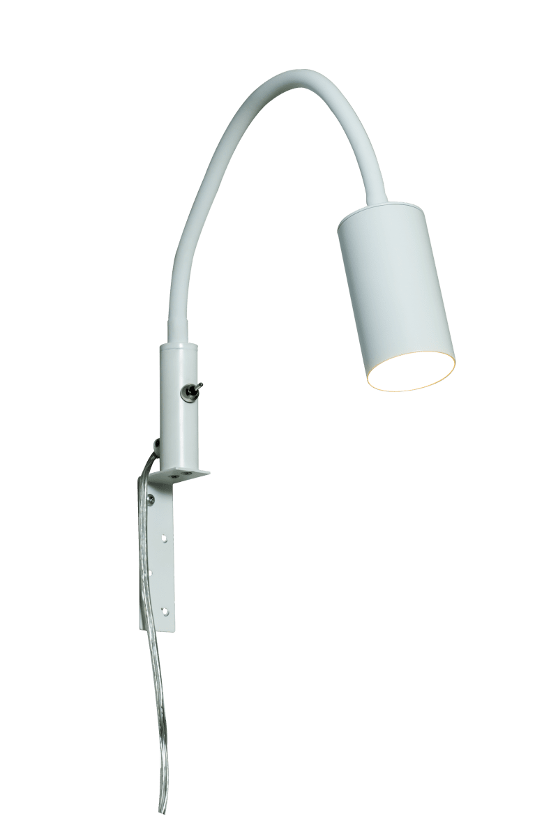 Hugin Flex Wit leeslamp Van Aneta Lighting - De praktische metalen Hugin-bedlamp is een uitstekende lamp voor eenvoudige montage aan het hoofdeinde.