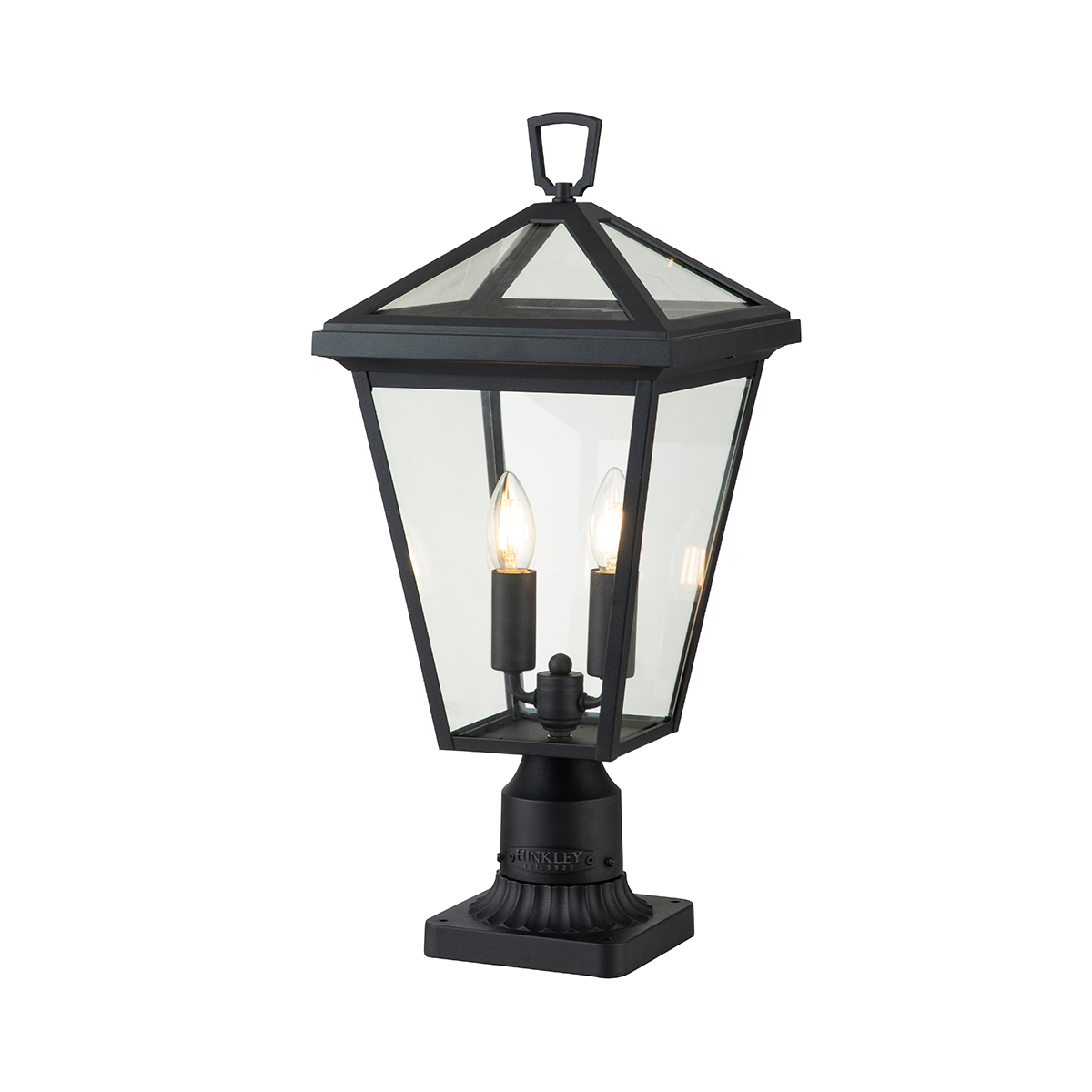 Alford Place 50cm Zwart Van Elstead Lighting - Het robuuste zwarte aluminium frame en de heldere glaspartijen cre&euml;ren een verfijnde uitstraling en verspreiden het licht gelijkmatig en mooi.
