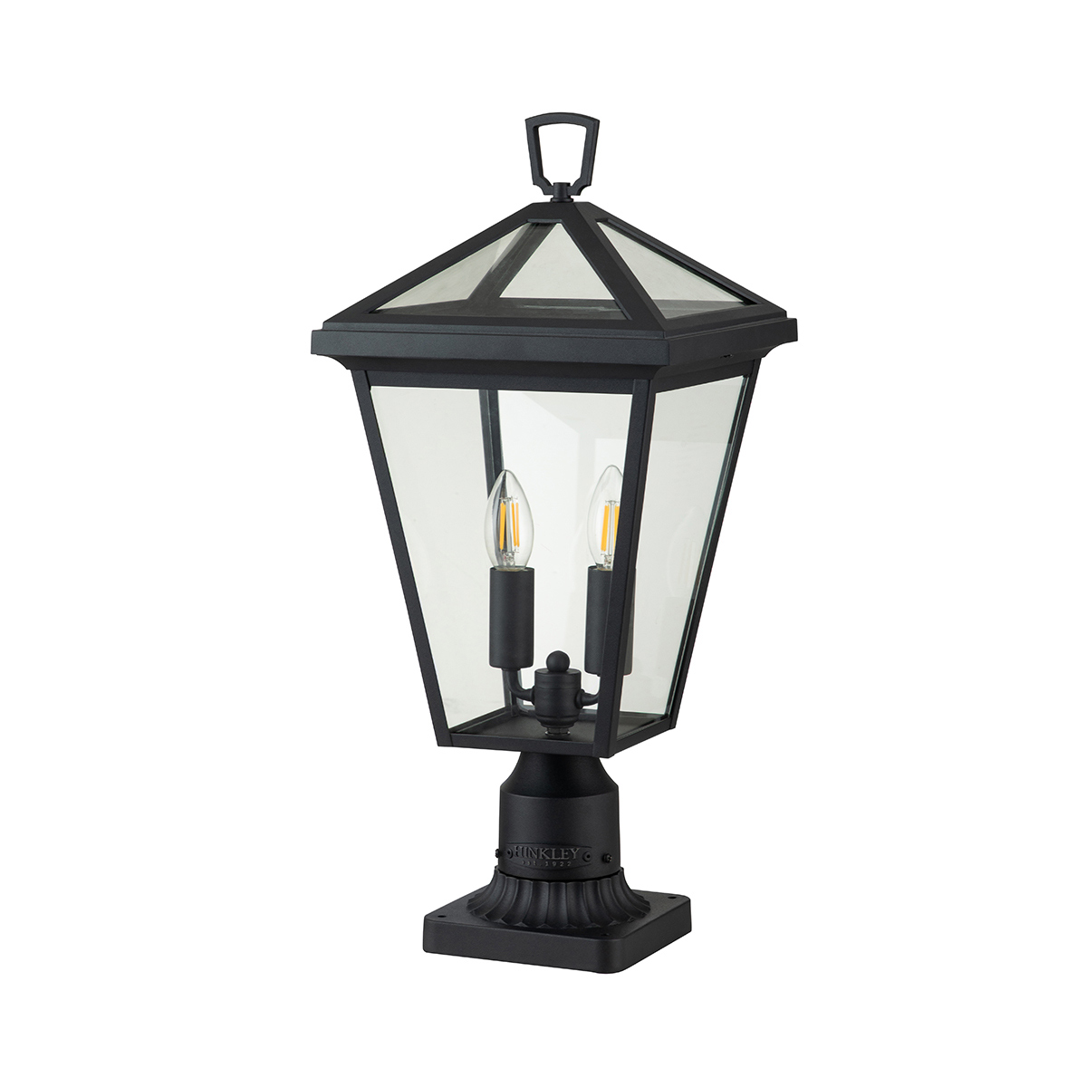 Alford Place 50cm Zwart Van Elstead Lighting - Het robuuste zwarte aluminium frame en de heldere glaspartijen cre&euml;ren een verfijnde uitstraling en verspreiden het licht gelijkmatig en mooi.