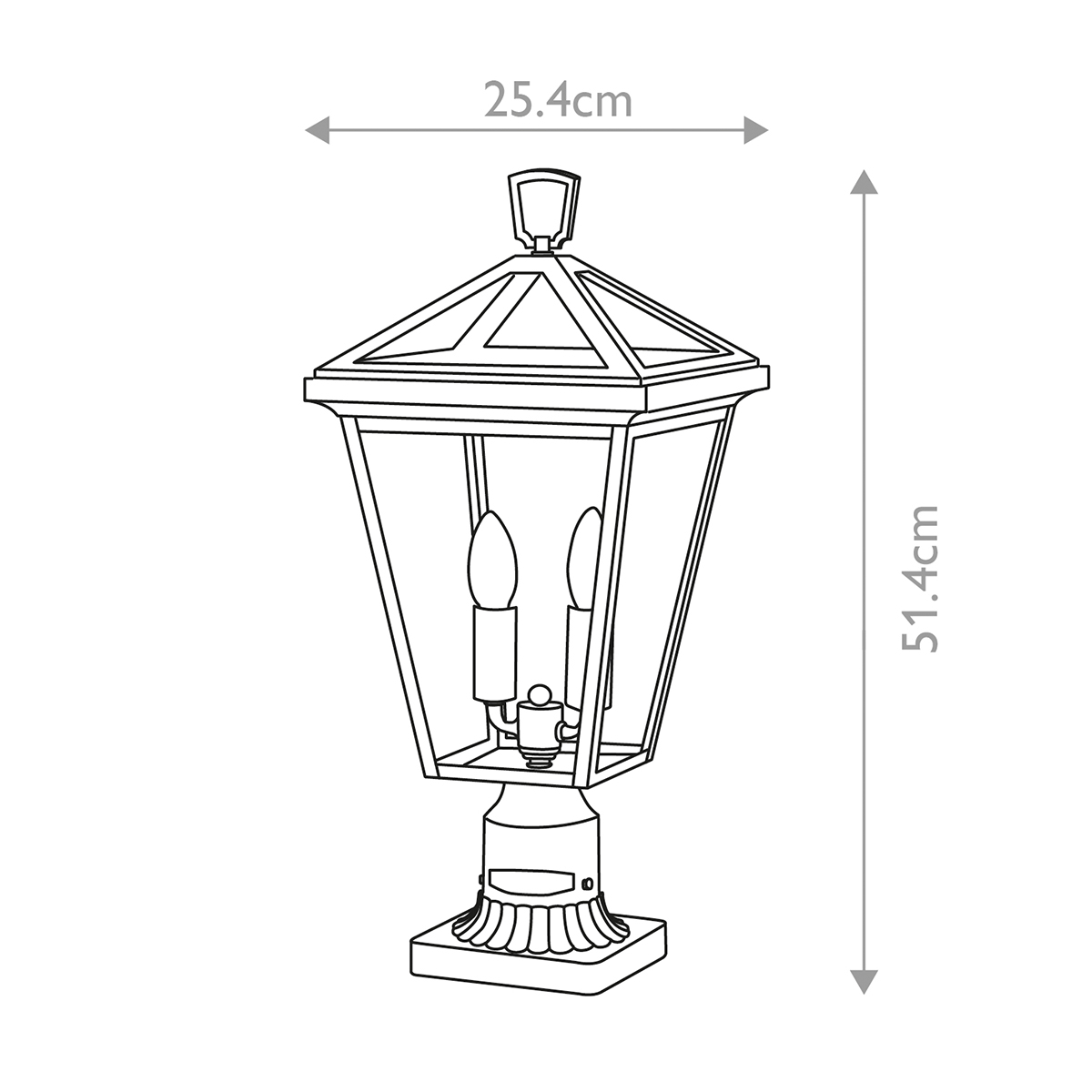 Alford Place 50cm Zwart Van Elstead Lighting - Het robuuste zwarte aluminium frame en de heldere glaspartijen cre&euml;ren een verfijnde uitstraling en verspreiden het licht gelijkmatig en mooi.