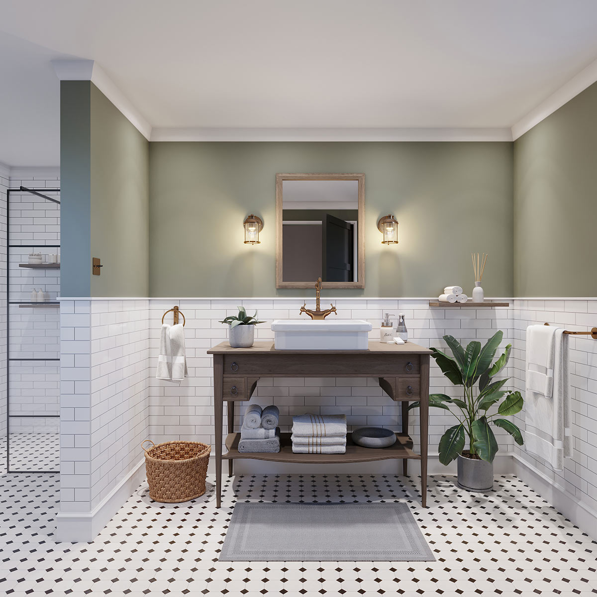 Ashland Bay 20cm Messing badkamerlamp Van Elstead Lighting - Gemaakt van staal en glas, met een luxueuze messing afwerking en prachtig getextureerd glas dat het licht verspreidt.