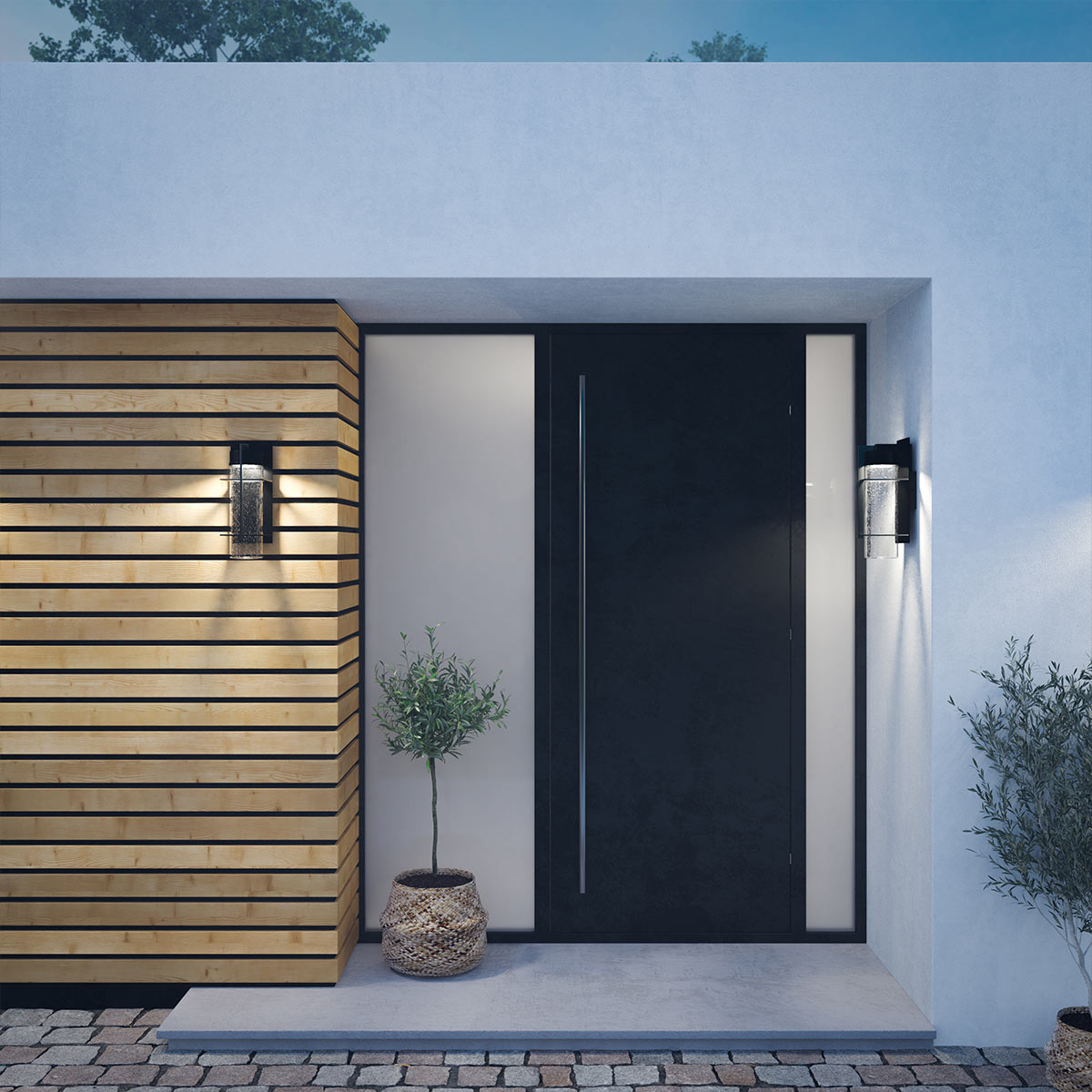 Eames 40cm Zwart buitenlamp Van Elstead Lighting - Eames &auml;r en modern och stilren fasadlampa med en industriell touch.