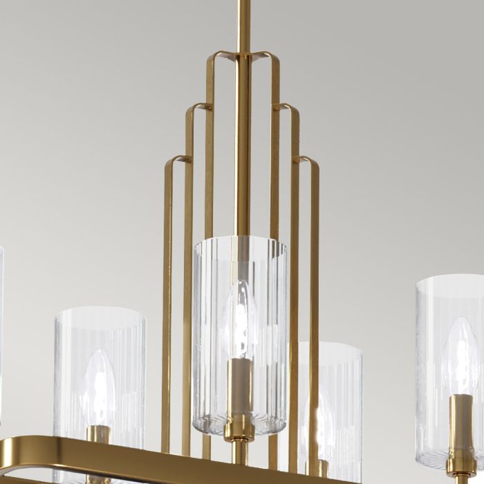 Kimrose 114cm Geborsteld messing hanglamp Van Elstead Lighting - De Kimrose-collectie is een meesterwerk, geïnspireerd op de decoratieve details van het Madison Belmont-gebouw in New York City.