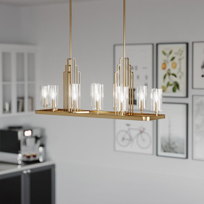 Kimrose 114cm Geborsteld messing hanglamp Van Elstead Lighting - De Kimrose-collectie is een meesterwerk, geïnspireerd op de decoratieve details van het Madison Belmont-gebouw in New York City.