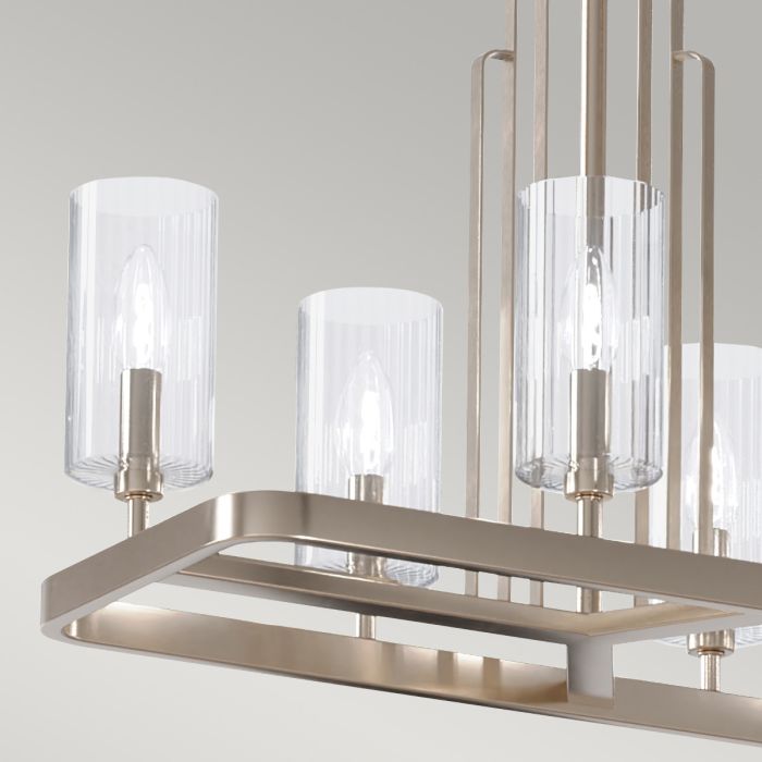 Kimrose 114cm Nikkel hanglamp Van Elstead Lighting - De Kimrose-collectie is een meesterwerk, geïnspireerd op de decoratieve details van het Madison Belmont-gebouw in New York City.