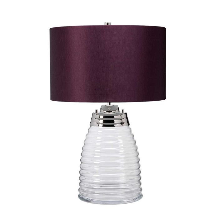 Milne 64cm Paars tafellamp Van Elstead Lighting - Till sk&auml;rmen beh&ouml;vs en E27 ljusk&auml;lla (ej inkluderad) och till basen ing&aring;r en utbytbar 8W LED GU10-lampa, som ger 560 lumen vid en f&auml;rgtemperatur p&aring; 3000K.