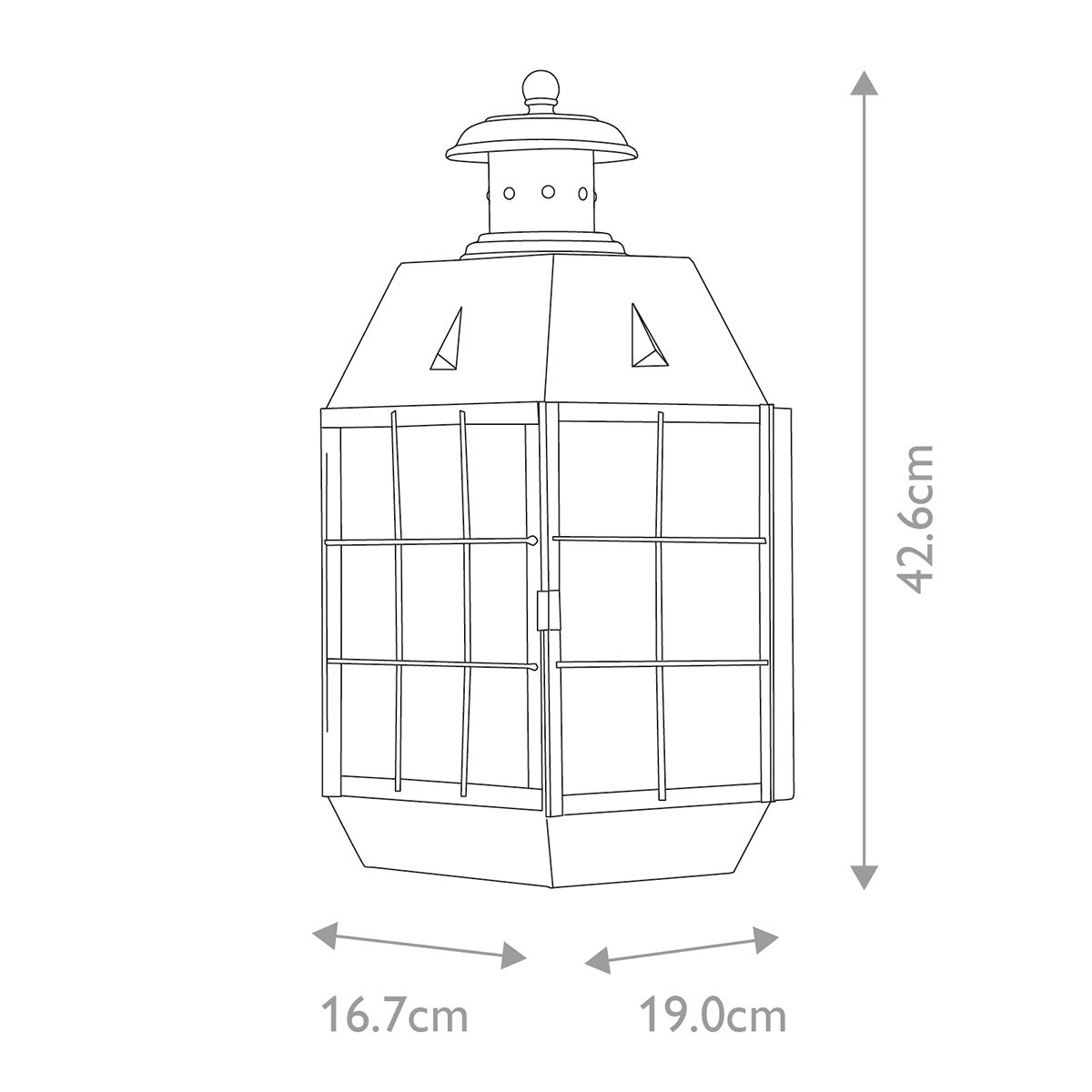 Nantucket 42cm Antiek messing buitenlamp Van Elstead Lighting - Tillverkad av massiv m&auml;ssing och glas, erbjuder den en robust och elegant konstruktion som &aring;ldras vackert &ouml;ver tid.