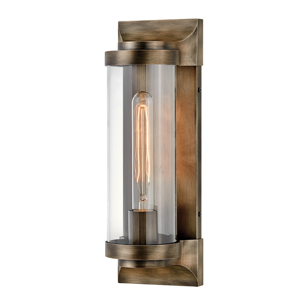 Pearson Bronzen buitenlamp Van Elstead Lighting - Tillverkad av aluminium, m&auml;ssing och glas, erbjuder den en robust och h&ouml;gkvalitativ konstruktion med en vacker bronsfinish.