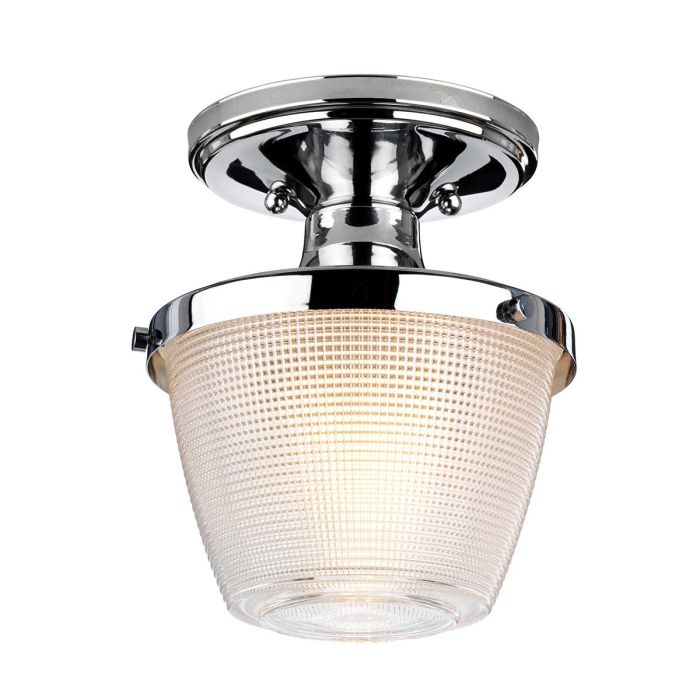 Dublin Ø18 Gepolijst chroom badkamerlamp Van Elstead Lighting - Dublin is een elegante plafondlamp voor de badkamer met een decoratieve kap van mat glas met een prachtig gestructureerd uiterlijk.