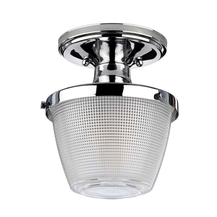 Dublin Ø18 Gepolijst chroom badkamerlamp Van Elstead Lighting - Dublin is een elegante plafondlamp voor de badkamer met een decoratieve kap van mat glas met een prachtig gestructureerd uiterlijk.