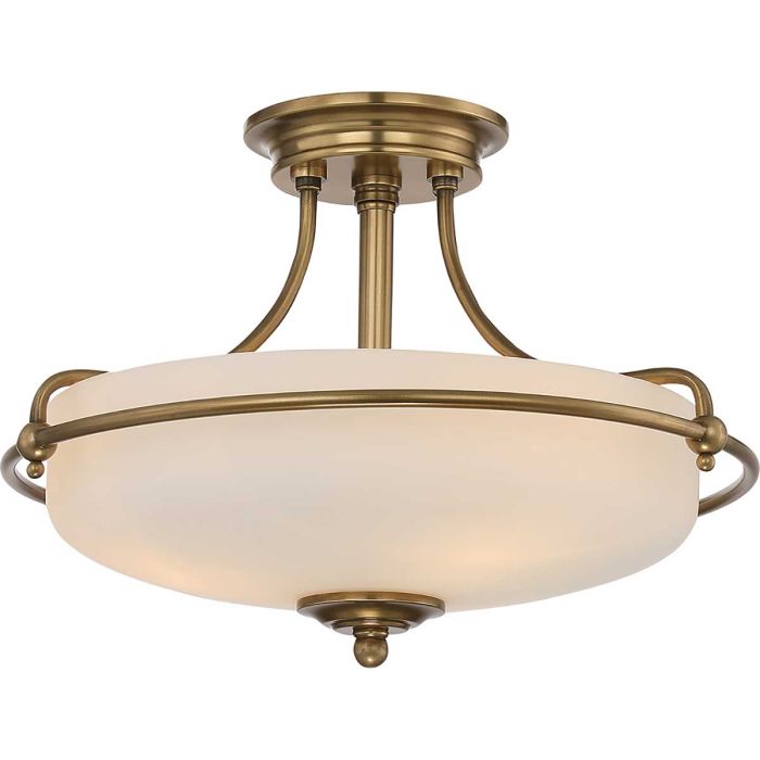 Griffin Ø42 Messing plafondlamp Van Elstead Lighting - Den etsade sk&auml;rmen &auml;r vitm&aring;lad p&aring; insidan, vilket sprider ljuset j&auml;mnt och skapar en behaglig belysning i hemmet.