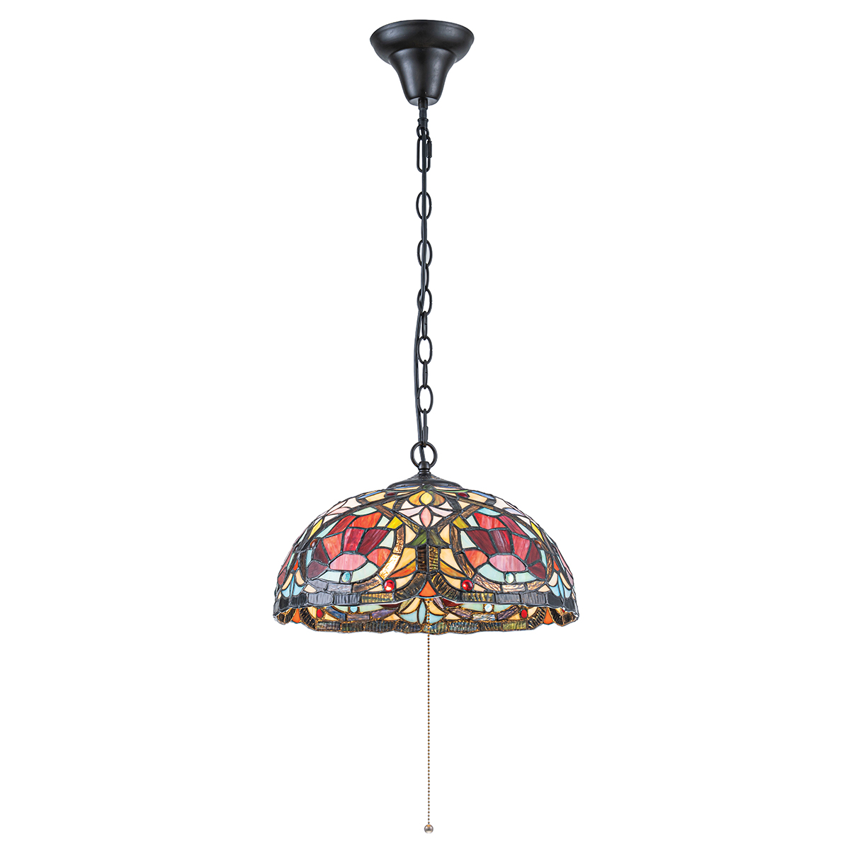 Larissa Ø38 Veelkleurig Van Elstead Lighting - Wanneer de lamp brandt, komen de prachtige kleuren van het glas tot hun recht en cre&euml;ren ze een warm en sfeervol licht in de kamer.