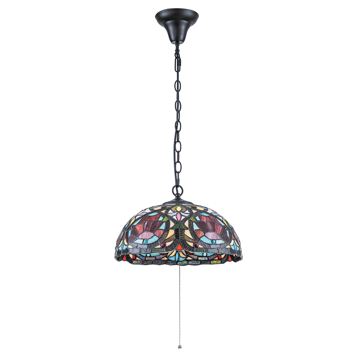 Larissa Ø38 Veelkleurig Van Elstead Lighting - Wanneer de lamp brandt, komen de prachtige kleuren van het glas tot hun recht en cre&euml;ren ze een warm en sfeervol licht in de kamer.