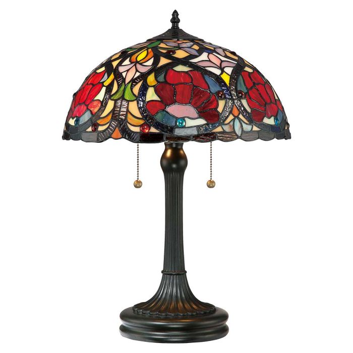 Larissa 58cm Veelkleurig Van Elstead Lighting - Larissa is een elegante Tiffany tafellamp met een handgemaakte kap van geblazen kunstglas.