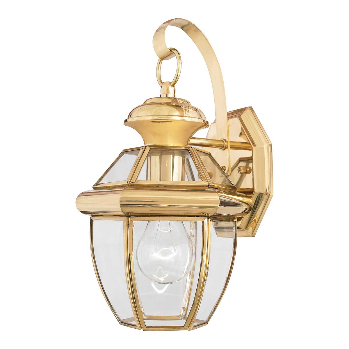 Newbury Gepolijst messing buitenlamp Van Elstead Lighting - Het klassieke ontwerp met gefacetteerd helder glas en hoogwaardig messing cre&euml;ert een verfijnde sfeer die bij de meeste bouwstijlen past.