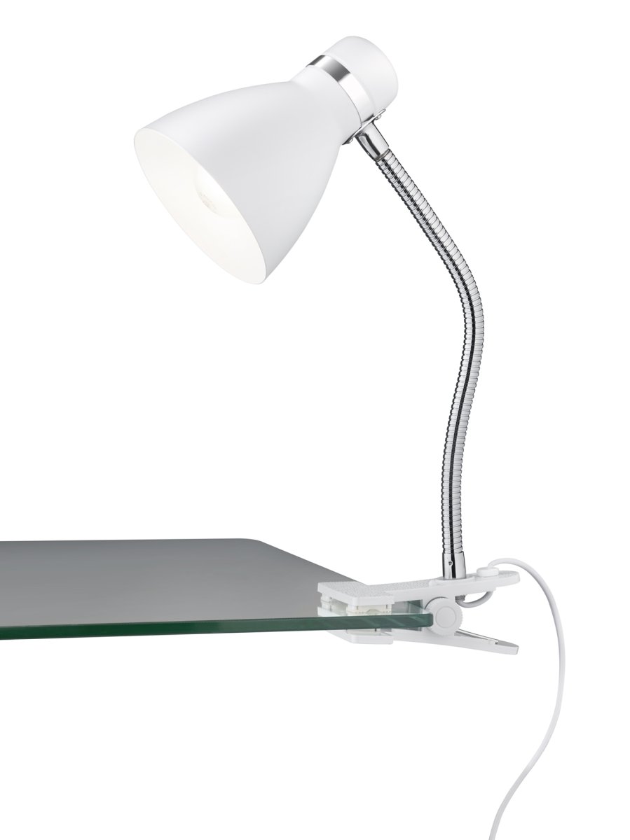 Harvey Wit klemlamp Van Trio Lighting - De matwitte armatuur is eenvoudig te combineren met verschillende interieur- en kleurconcepten en past prachtig in uw interieur.