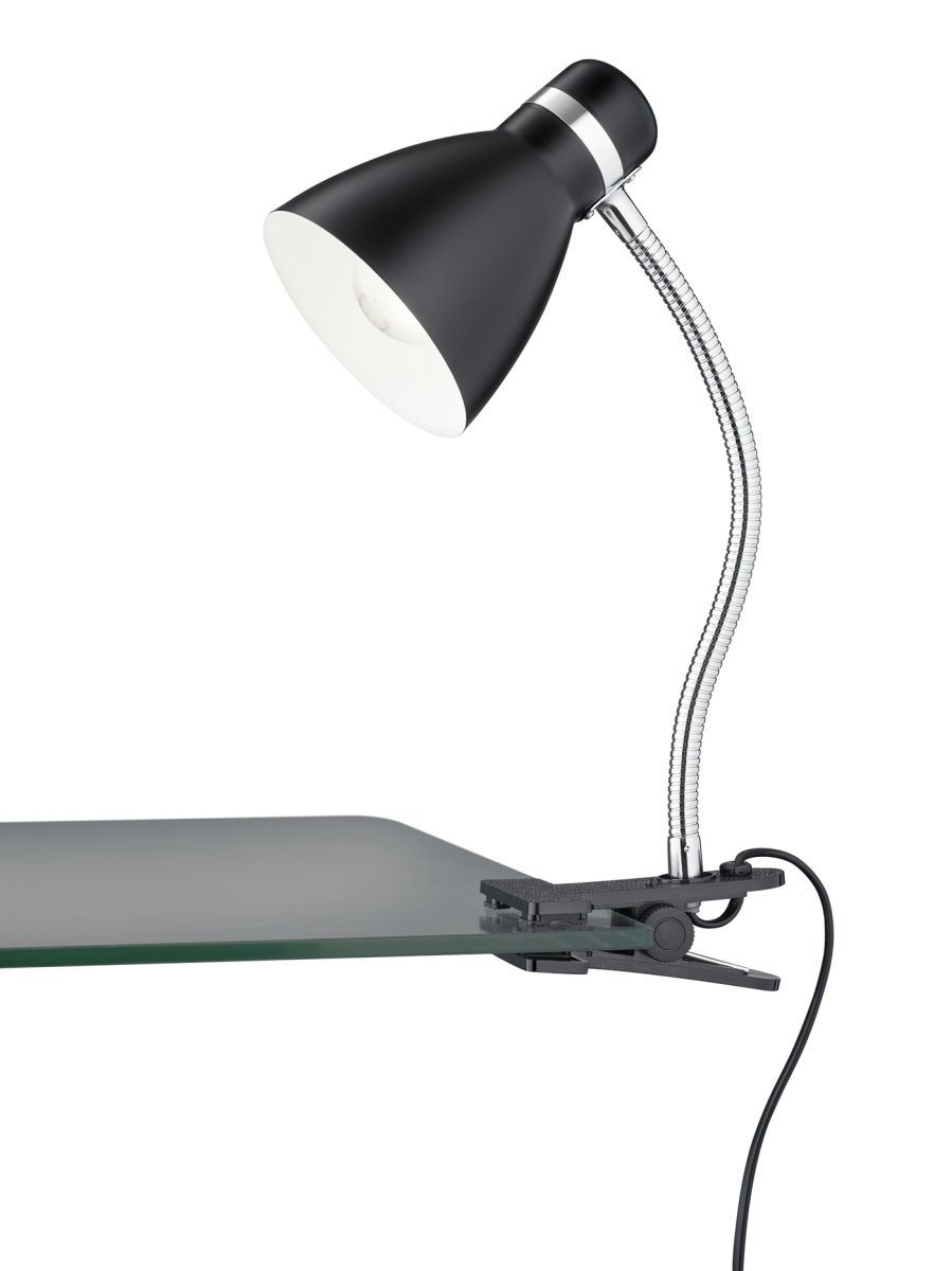 Harvey Zwart klemlamp Van Trio Lighting - De matzwarte armatuur is eenvoudig te combineren met verschillende interieur- en kleurconcepten en past prachtig in uw interieur.