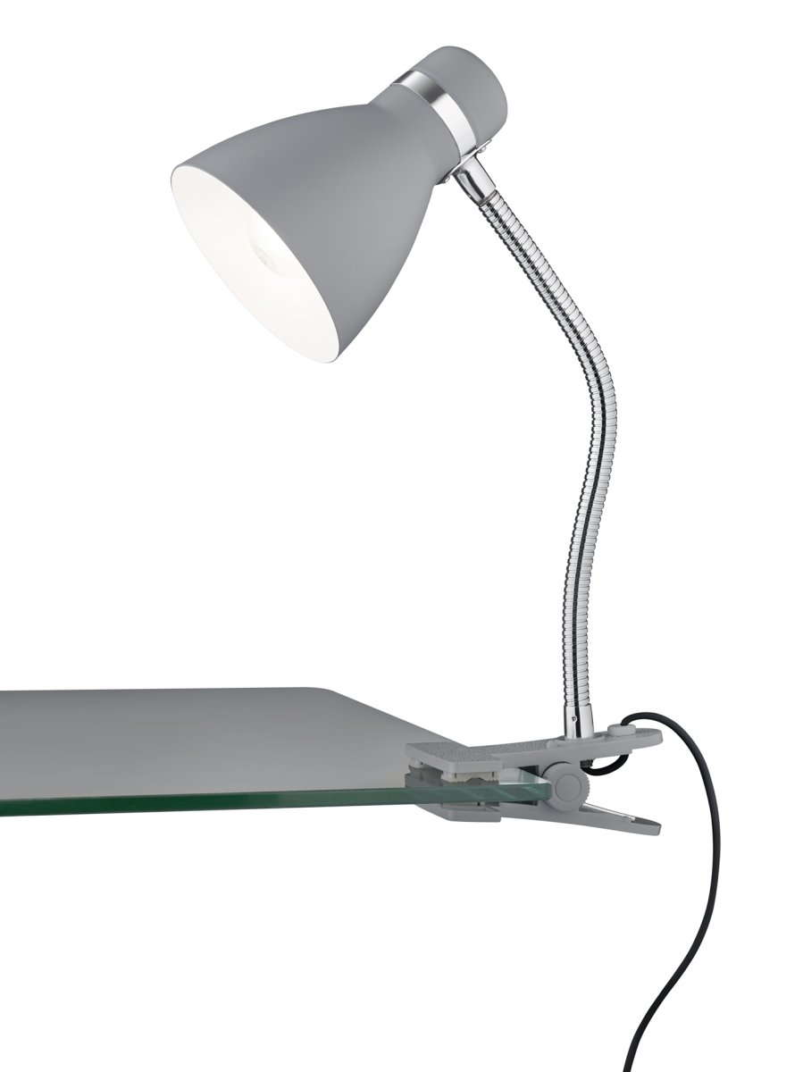 Harvey Grijs klemlamp Van Trio Lighting - Het titaniumkleurige armatuur is eenvoudig te combineren met verschillende interieur- en kleurconcepten en past goed in uw interieur.
