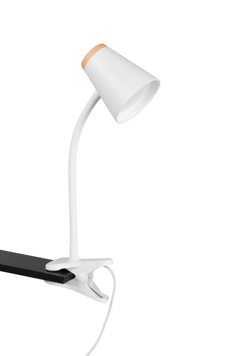 Pongo Wit klemlamp Van Trio Lighting - Met behulp van de klem kun je de lamp gemakkelijk verplaatsen en met de beweegbare arm kun je de lichtrichting eenvoudig aanpassen.