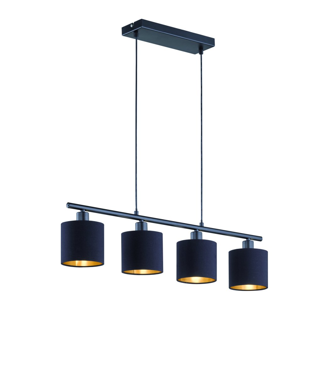 Tommy 75cm Zwart hanglamp Van Trio Lighting - Dankzij de vier lichtbronnen en de verstelbare ophanglengte tot 150 cm is de lamp ideaal voor het centreren van verlichting en het creëren van een uitnodigende sfeer.