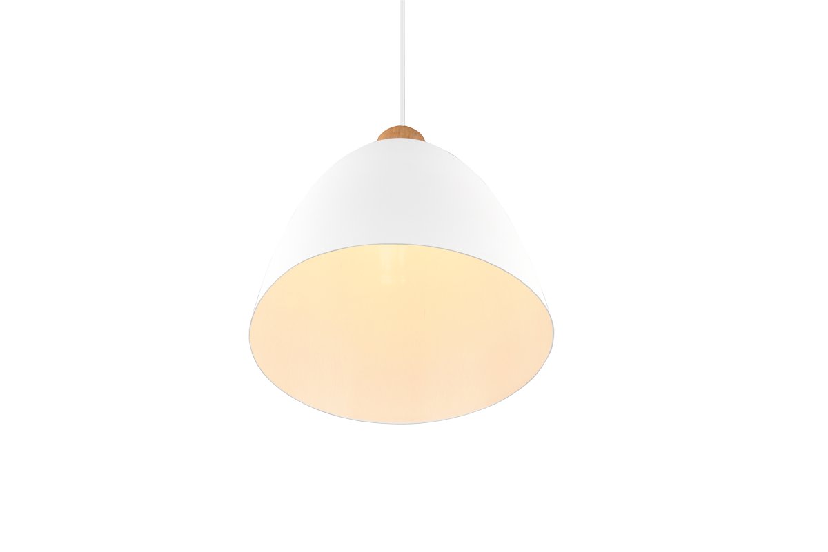 Jagger Ø25 Wit hanglamp Van Trio Lighting - De Jagger hanglamp combineert hout en metaal in een elegante materiaalmix die in het oog springt en een spannend contrast creëert.
