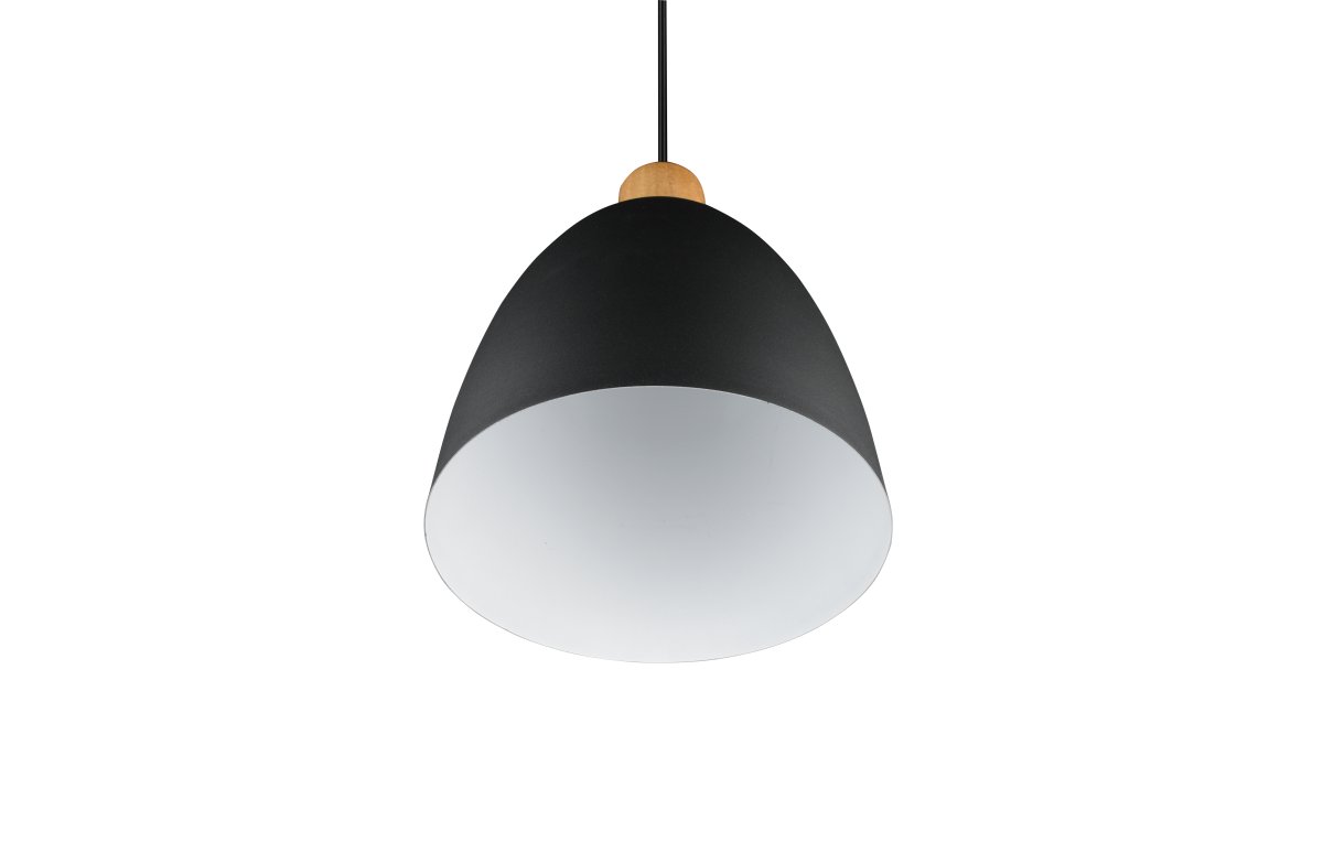 Jagger Ø25 Zwart hanglamp Van Trio Lighting - De Jagger hanglamp combineert hout en metaal in een elegante materiaalmix die in het oog springt en een spannend contrast creëert.