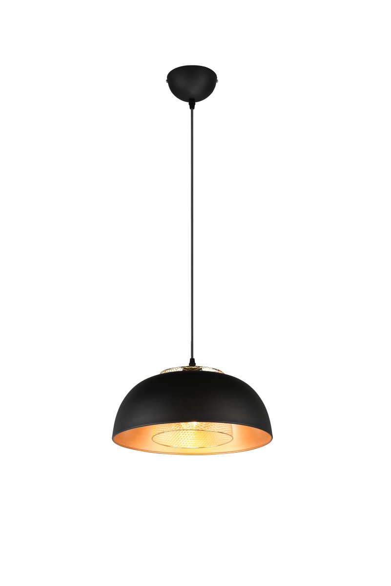 Punch Ø35 Zwart hanglamp Van Trio Lighting - De elegante vorm van de lamp en de kleurcombinatie van matzwart en goud zorgen voor een vleugje verfijning.
