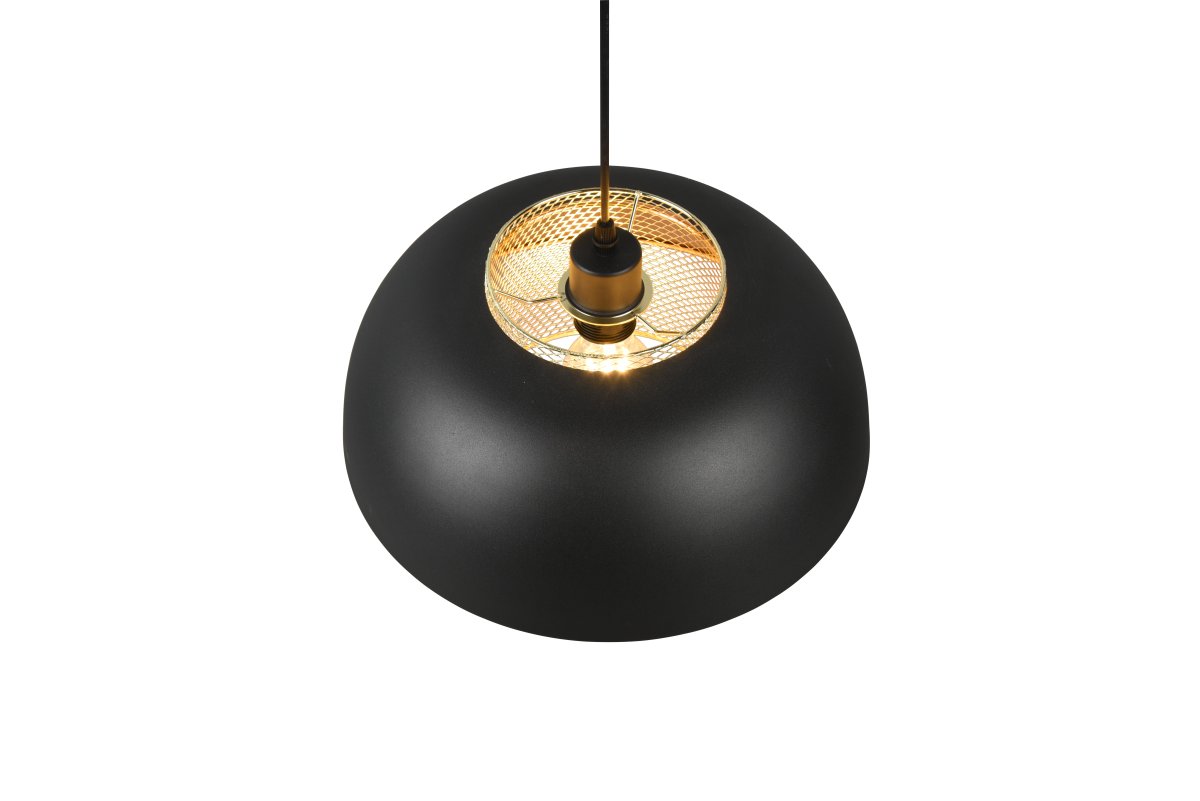 Punch Ø35 Zwart hanglamp Van Trio Lighting - De elegante vorm van de lamp en de kleurcombinatie van matzwart en goud zorgen voor een vleugje verfijning.