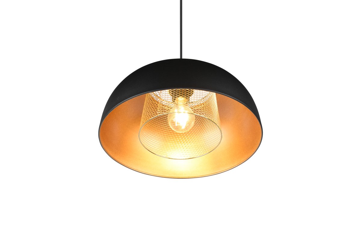 Punch Ø35 Zwart hanglamp Van Trio Lighting - De elegante vorm van de lamp en de kleurcombinatie van matzwart en goud zorgen voor een vleugje verfijning.