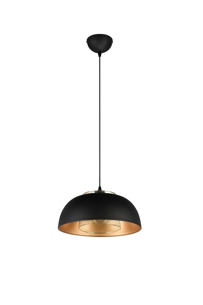 Punch Ø35 Zwart hanglamp Van Trio Lighting - De elegante vorm van de lamp en de kleurcombinatie van matzwart en goud zorgen voor een vleugje verfijning.