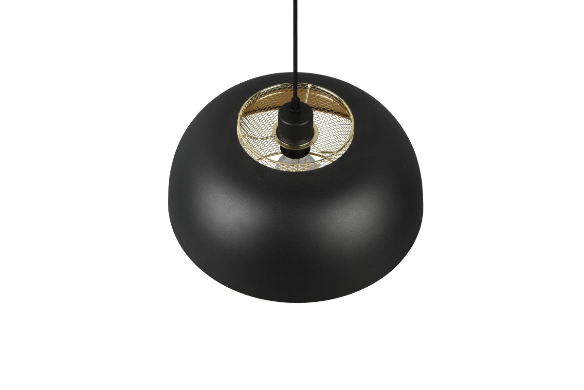 Punch Ø35 Zwart hanglamp Van Trio Lighting - De elegante vorm van de lamp en de kleurcombinatie van matzwart en goud zorgen voor een vleugje verfijning.